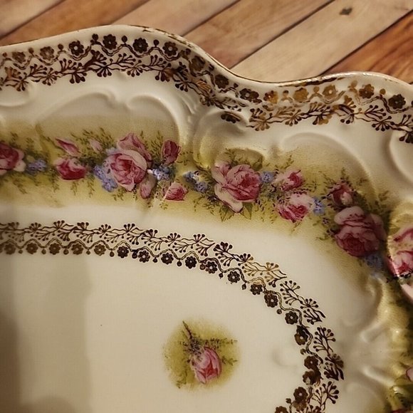 C.T. Carl Tielsch Porcelain Relish Dish Celery Oval Floral Germany 12x6 Antique - Picture 5 of 14